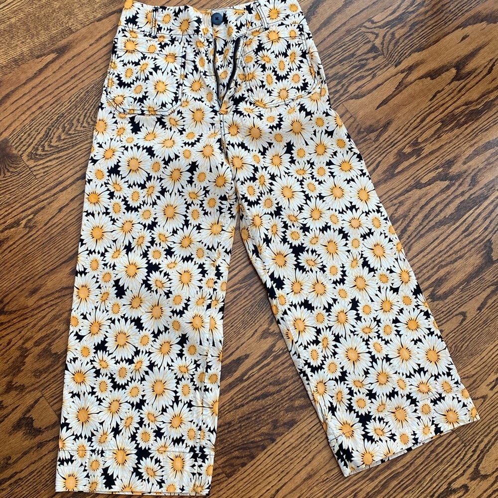 Anthropologie Maeve Sunflower Print Pants
